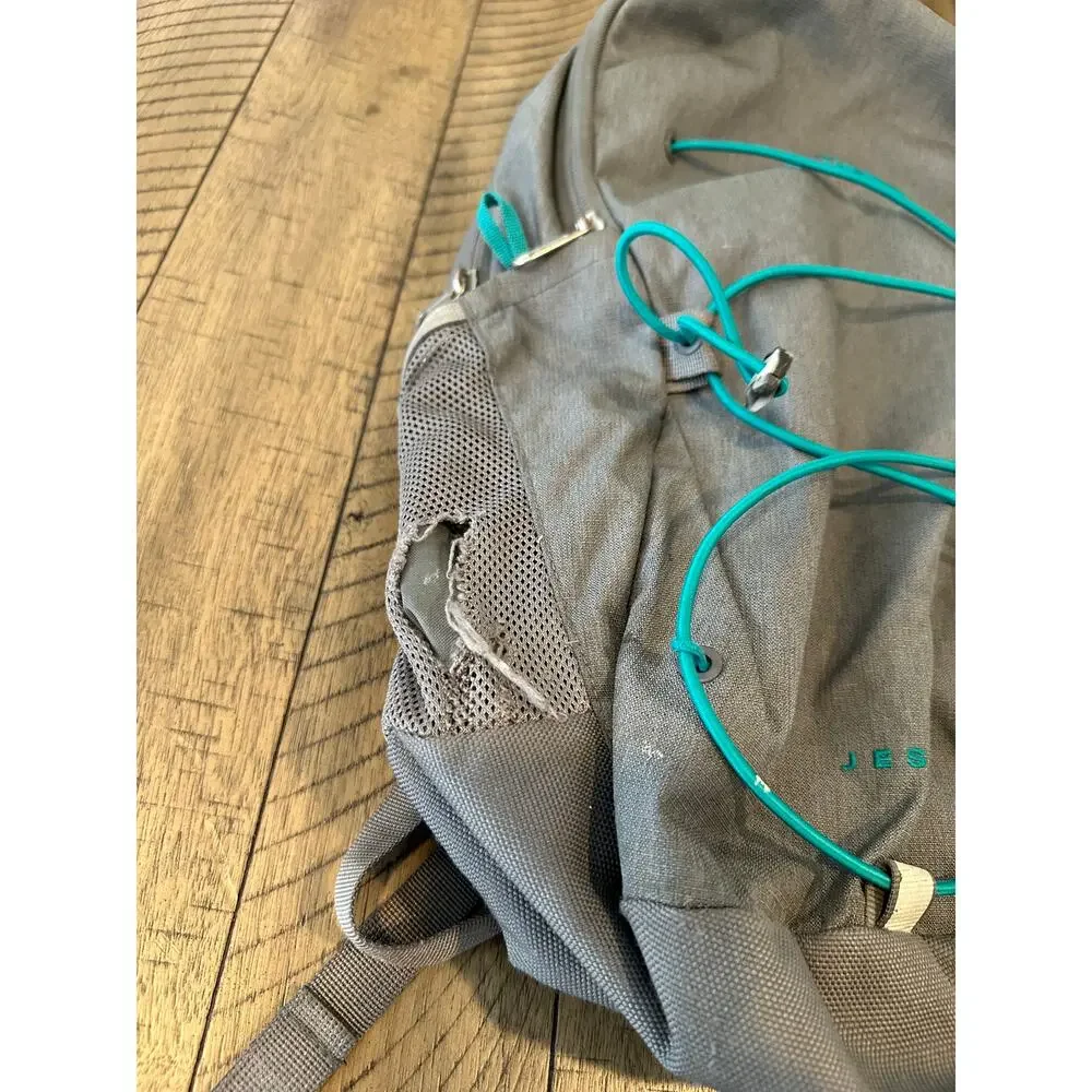 The North Face Jester Backpack Gray Teal Bungee Laptop Travel School Bag